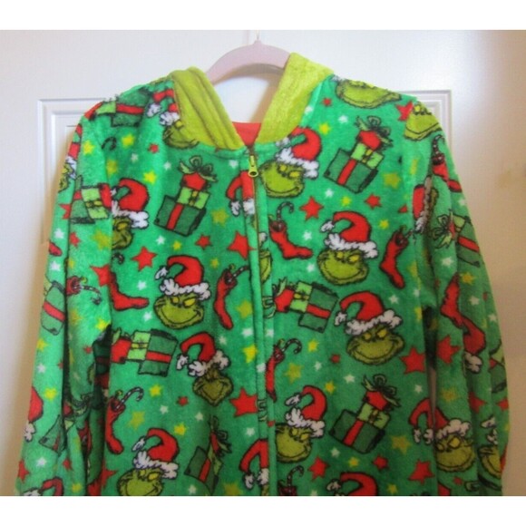 Dr. Seuss The Grinch 1 PC Pajamas Super Minky Green Long Sleeve Adult Sz XL - Picture 4 of 7